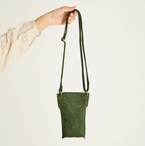 Porta Celular De Suede Texturizado Camel